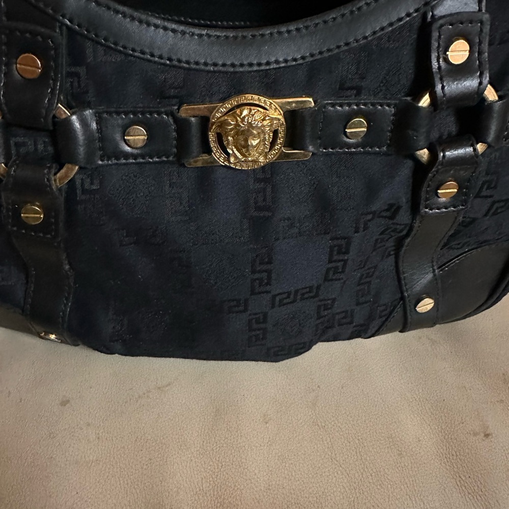 Versace Black and Gold Medusa Handbag